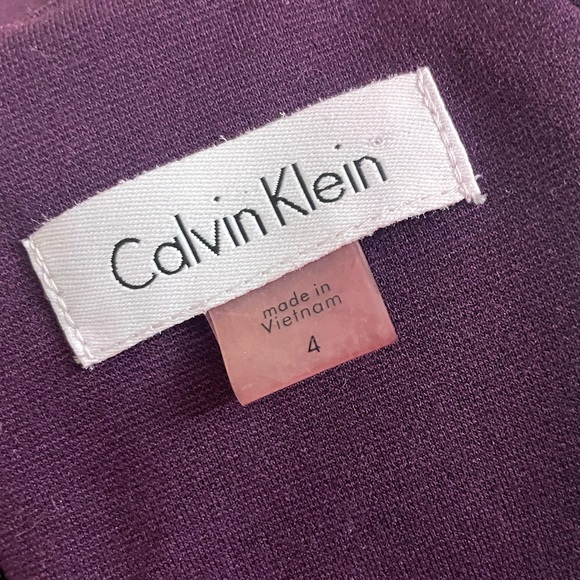 Calvin Klein Deep Plum Colored Dress w/Sweetheart Neck & Ruched Fabric (Size: 4) - Picture 6 of 10